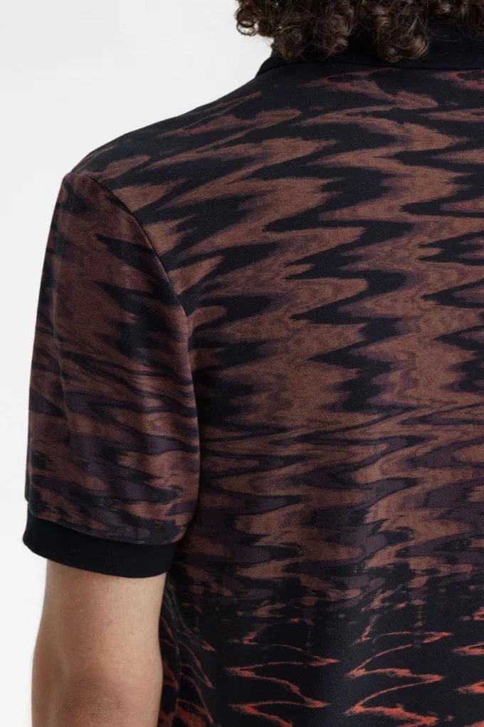 Wave Graphic Herren-Poloshirt Schwarz