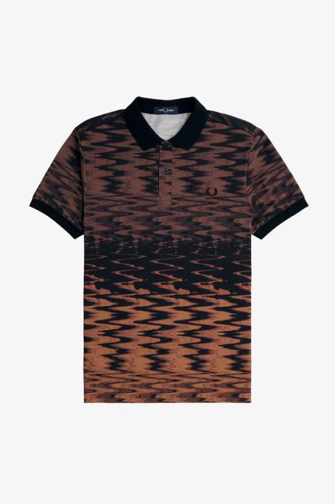 Wave Graphic Herren-Poloshirt Schwarz