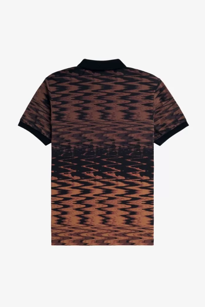 Wave Graphic Herren-Poloshirt Schwarz