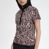 Zebra-Print Damen-Poloshirt Dusty Rose Pink