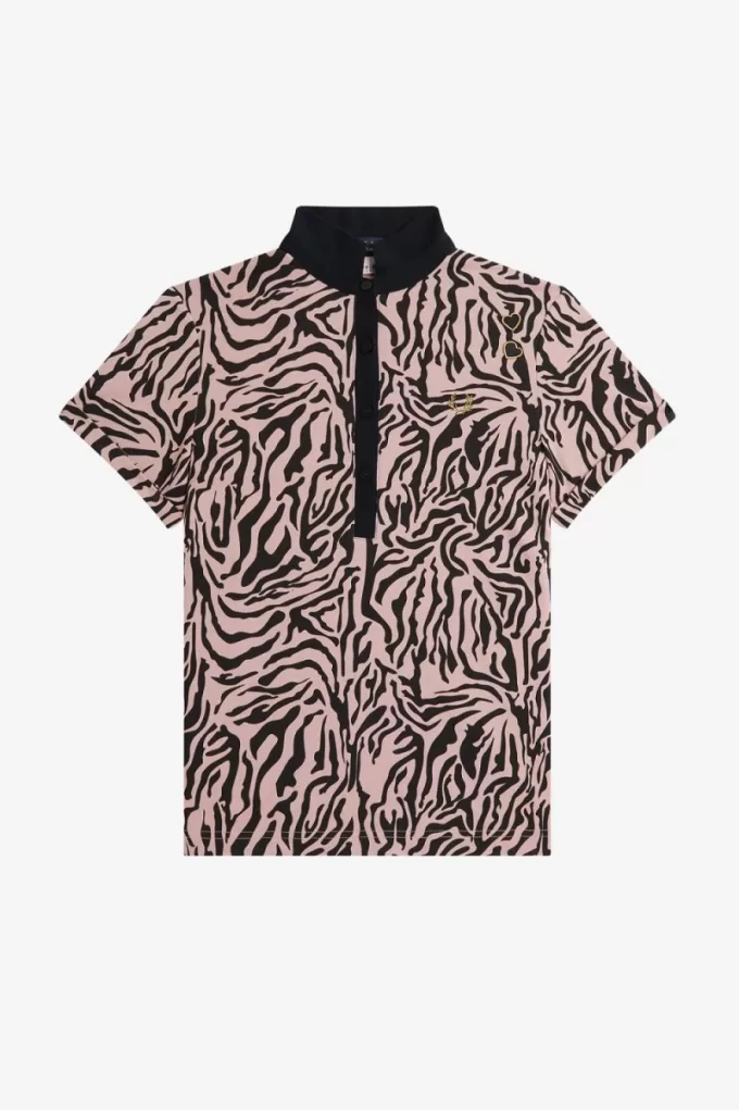 Zebra-Print Damen-Poloshirt Dusty Rose Pink