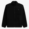 Zip Through Borg Fleece Herren-Sweatshirt Schwarz