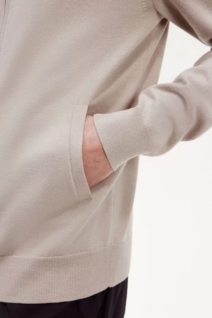 Zip Through Herren-Cardigan Dark Oatmeal