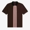 Zip Through Herren-Poloshirt Burnt Tobacco