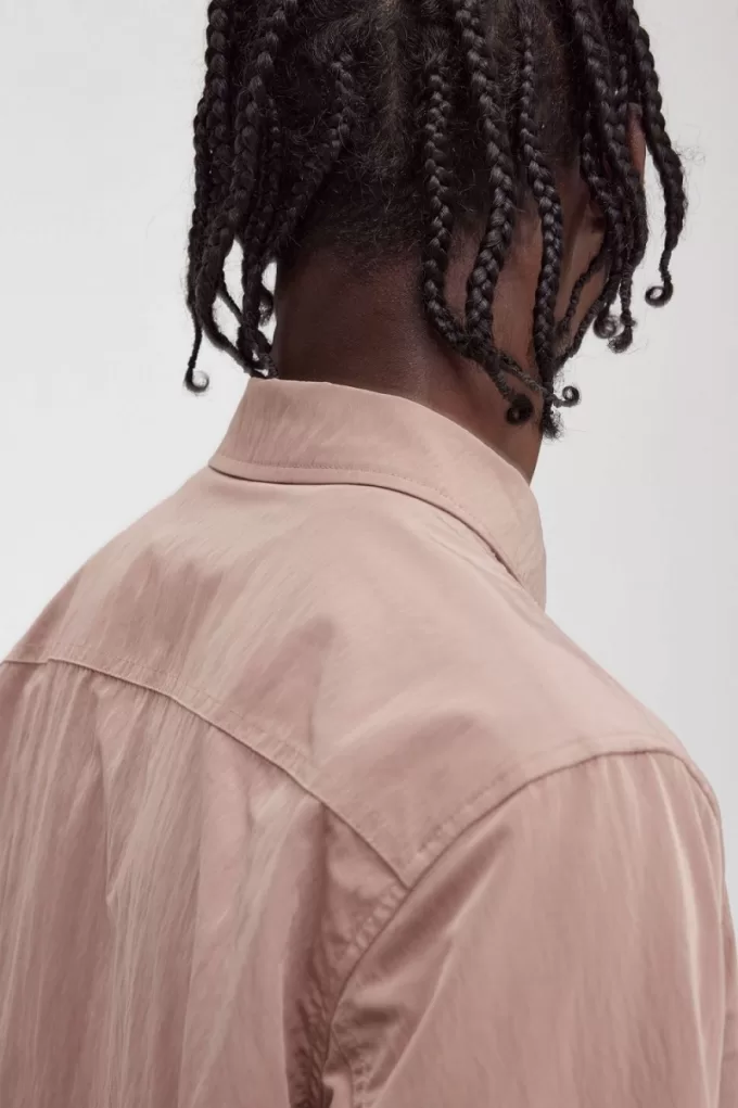 Zip-Through Herrenhemd Dunkelrosa