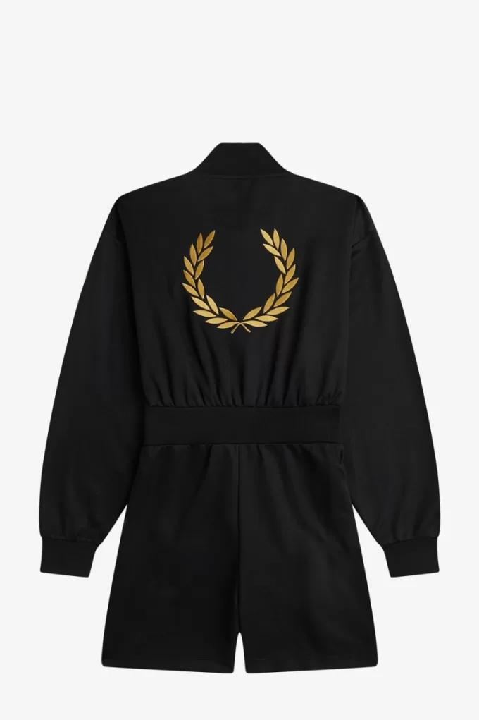 Zip-Through Playsuit Damenkleid Schwarz Zip-Through Playsuit Damenkleid Schwarz