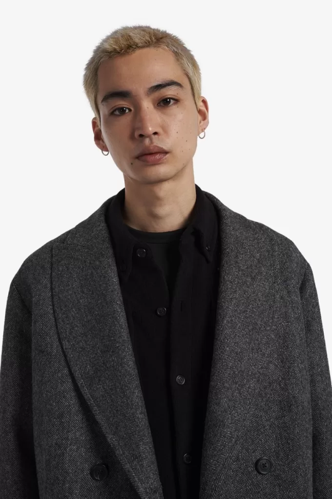 Zweireihiger Herrenparka Schwarz