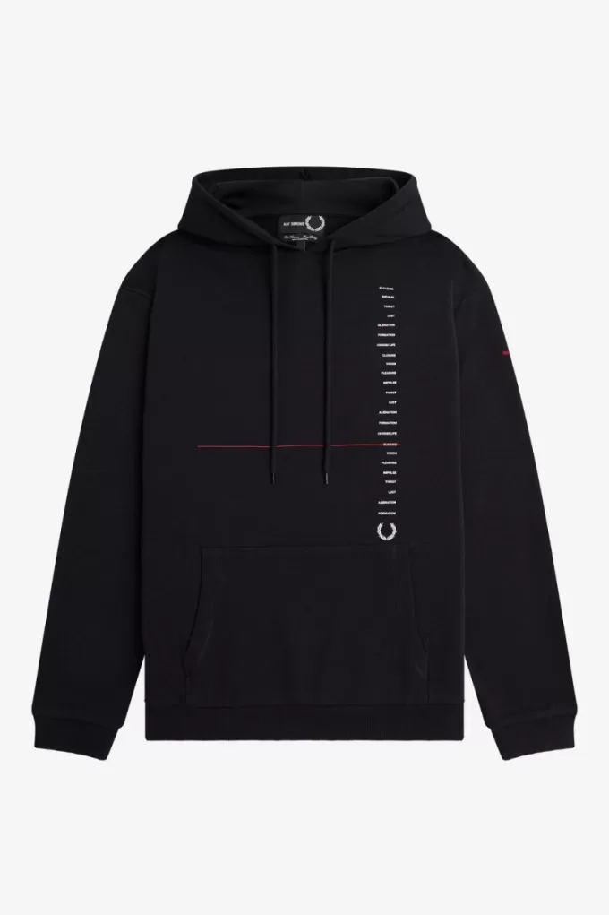 bedruckte Kapuzenpullover für Herren, Schwarz