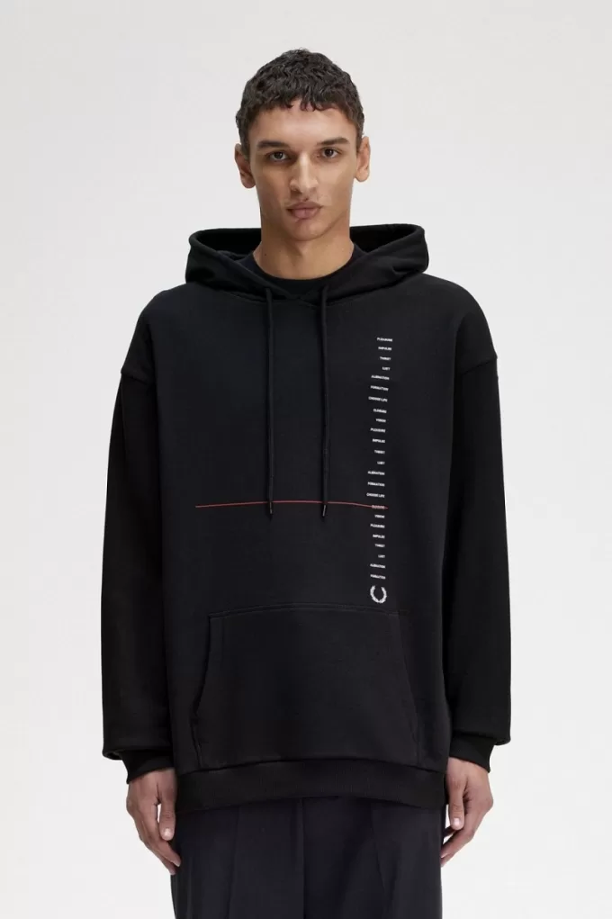 bedruckte Kapuzenpullover für Herren, Schwarz