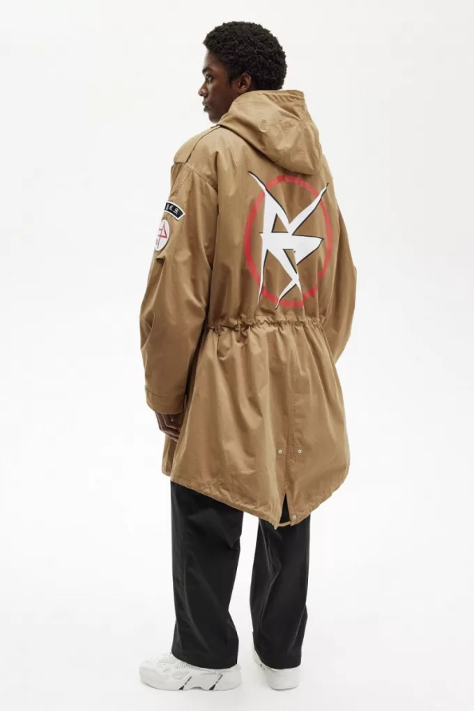 bedruckter Herrenparka Grün