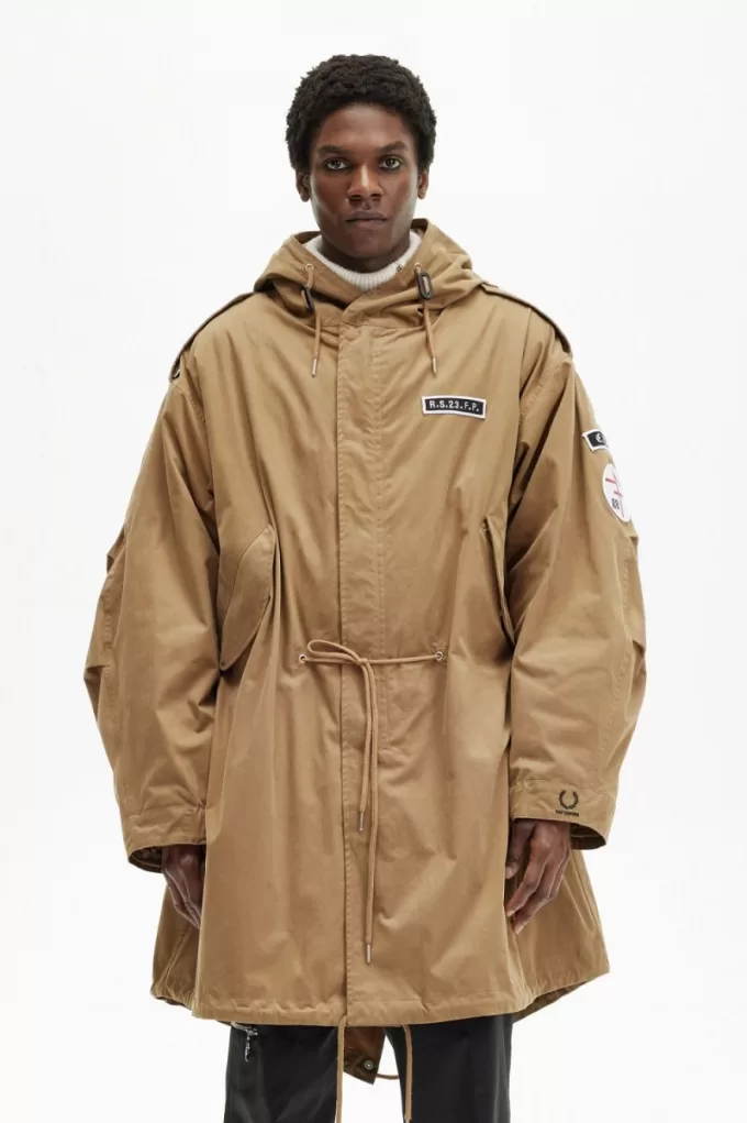 bedruckter Herrenparka Grün