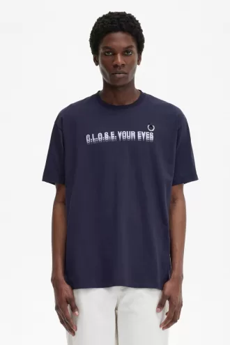 bedrucktes Herren-T-Shirt Marineblau