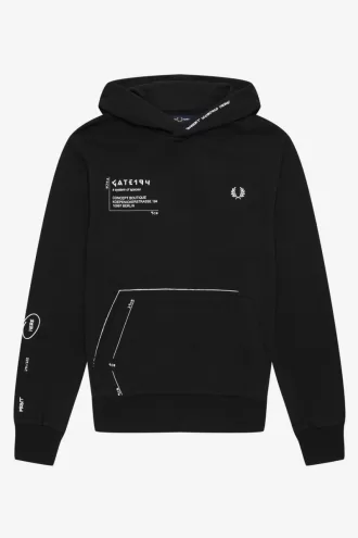 bedrucktes Kapuzen-Sweatshirt für Herren, Schwarz