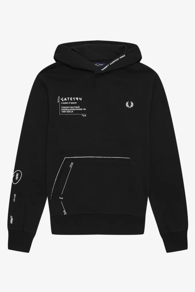 bedrucktes Kapuzen-Sweatshirt für Herren, Schwarz
