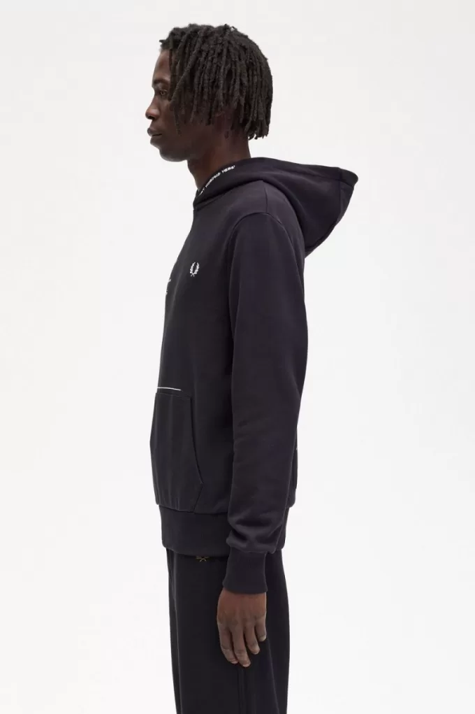 bedrucktes Kapuzen-Sweatshirt für Herren, Schwarz