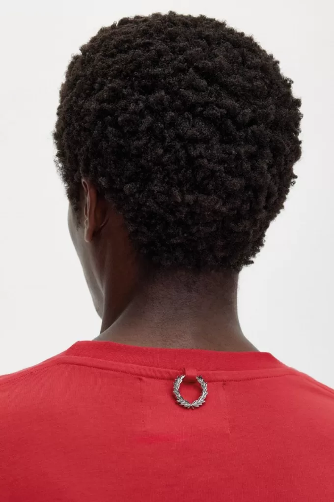 bedrucktes langärmliges Herren-T-Shirt Rot