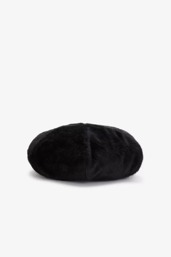 bestickte Baskenmütze für Damen, Schwarz