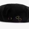 bestickte Baskenmütze für Damen, Schwarz
