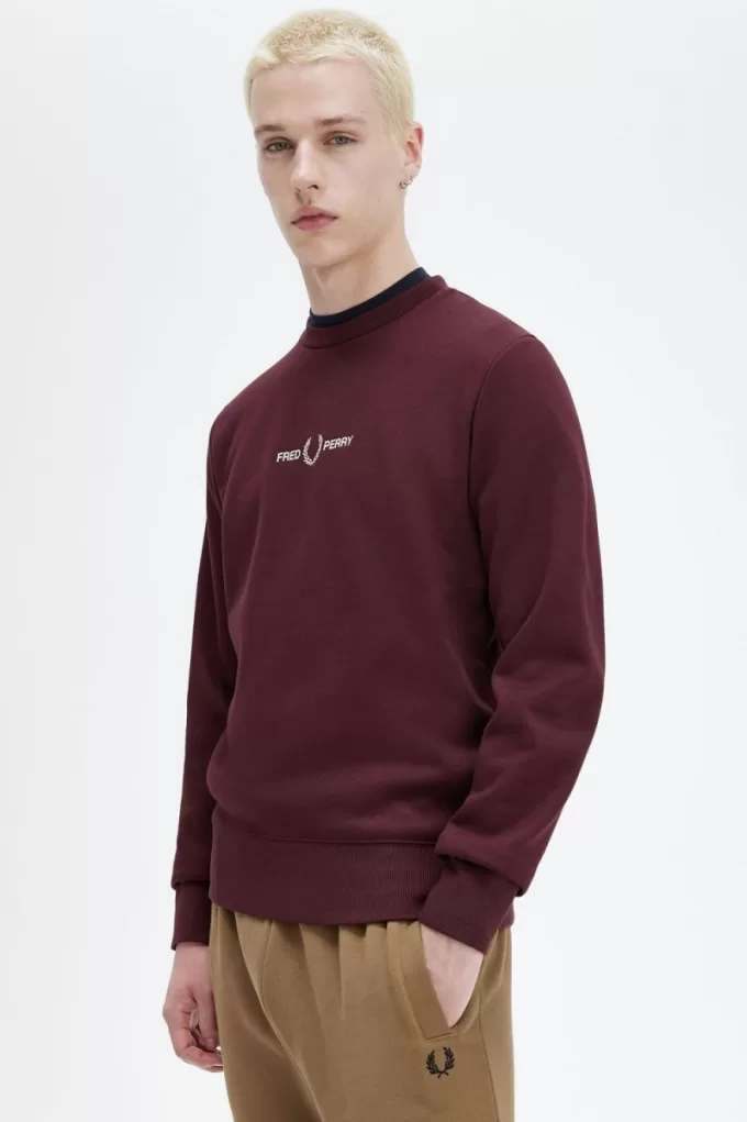bestickte Herren-Sweatshirts Oxblood