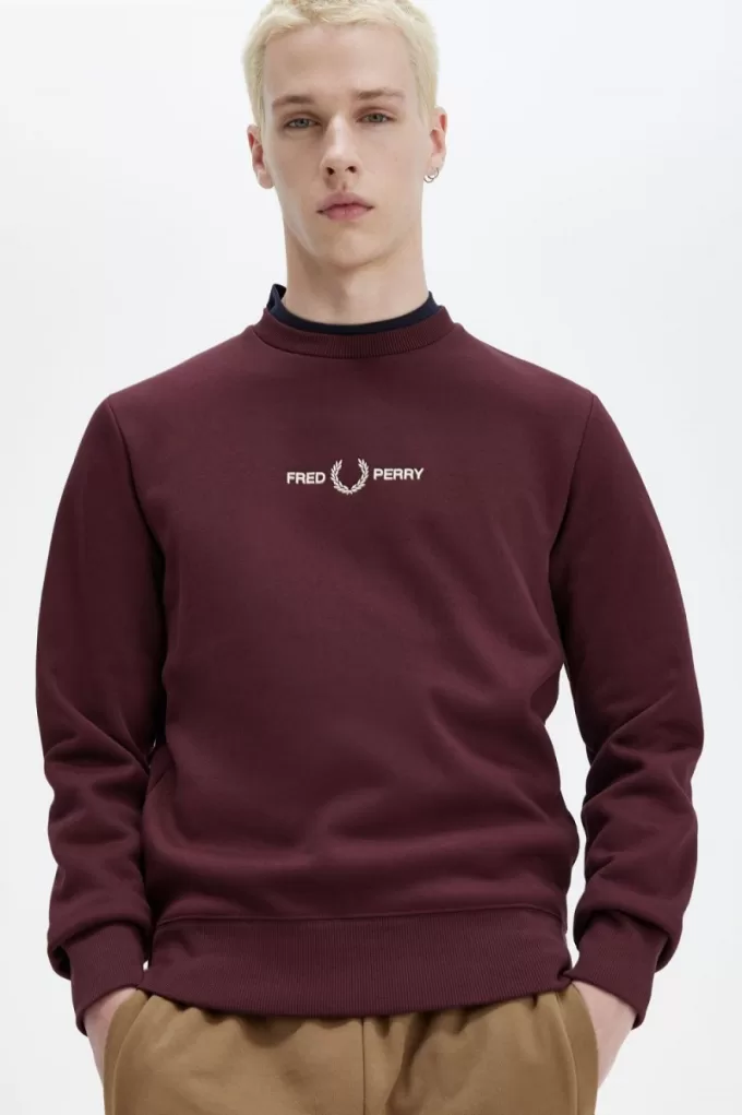 bestickte Herren-Sweatshirts Oxblood