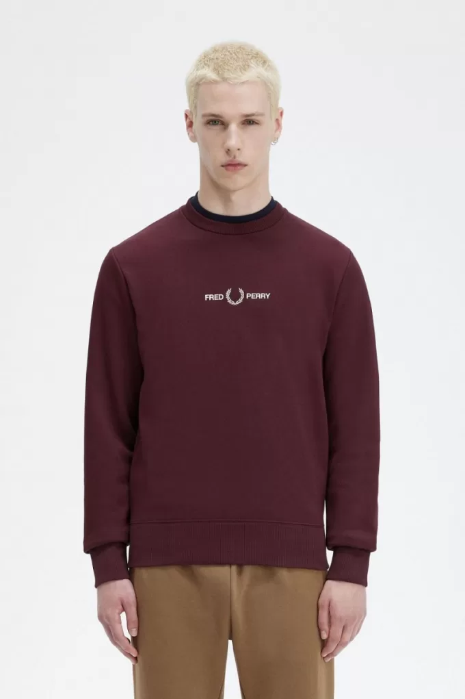 bestickte Herren-Sweatshirts Oxblood