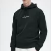 bestickte Kapuzenpullover für Herren, Nachtgrün