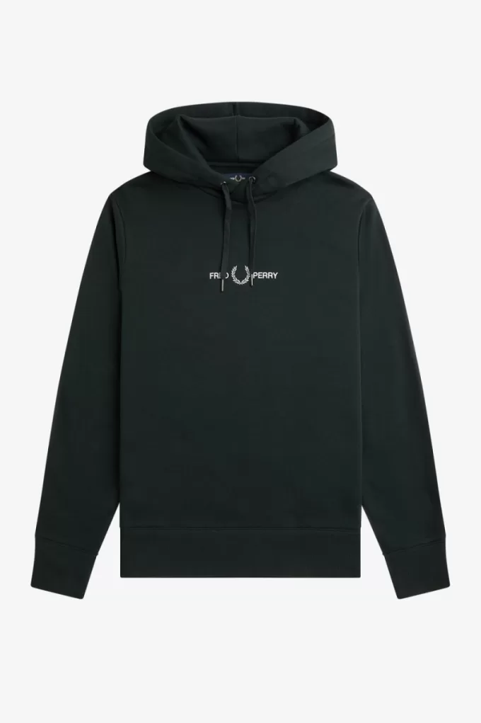 bestickte Kapuzenpullover für Herren, Nachtgrün