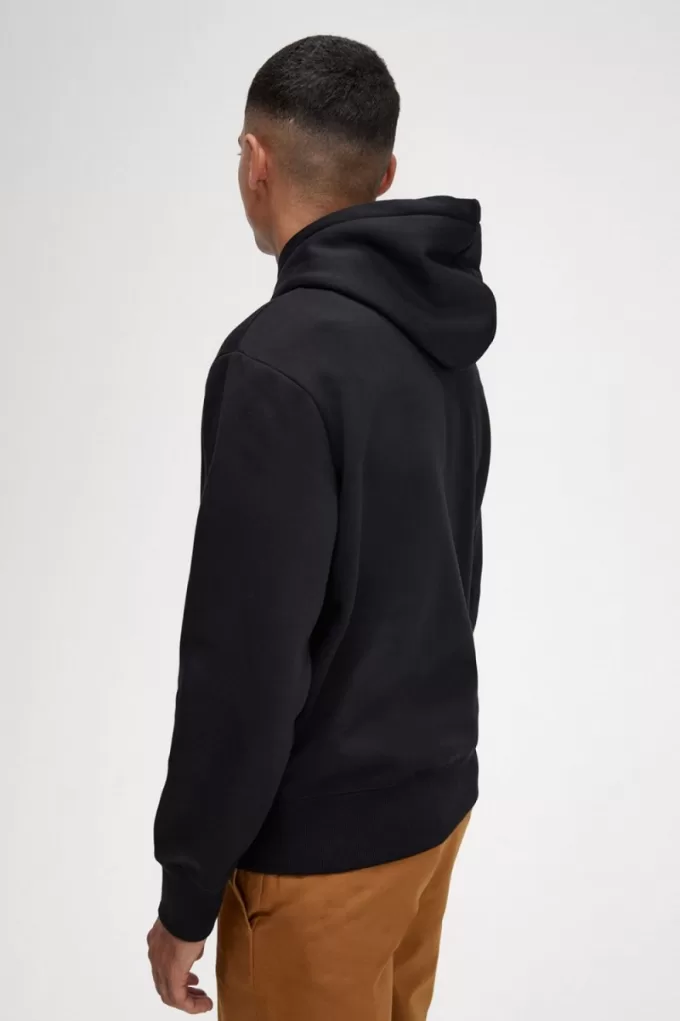 bestickte Kapuzenpullover für Herren, Schwarz