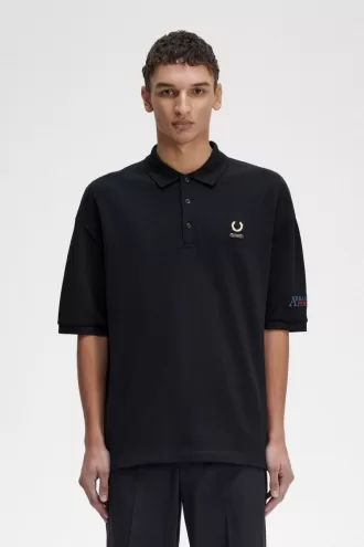 besticktes Herren-Poloshirt Schwarz
