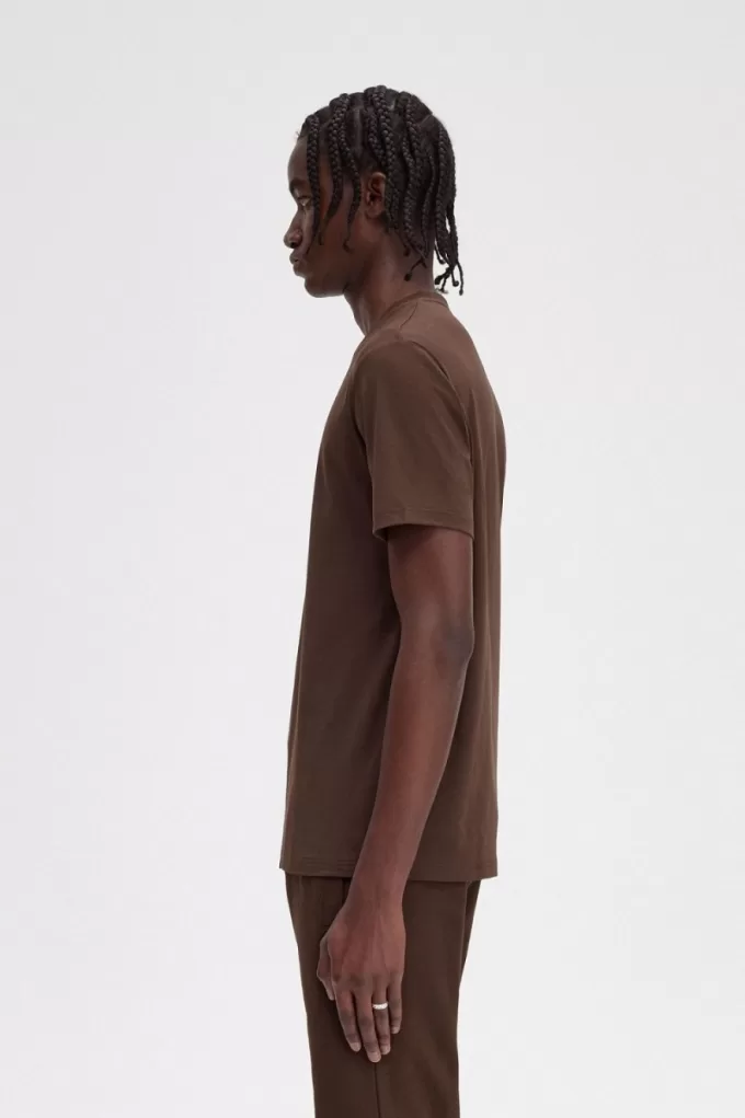 besticktes Herren-T-Shirt Burnt Tobacco