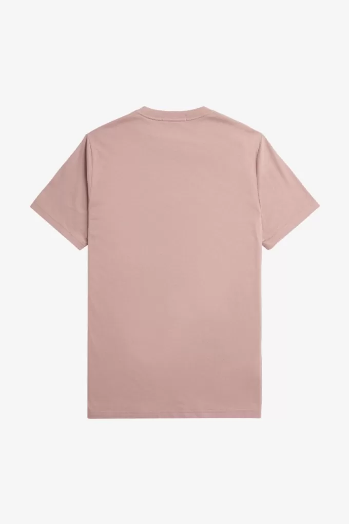 besticktes Herren-T-Shirt Dunkelrosa