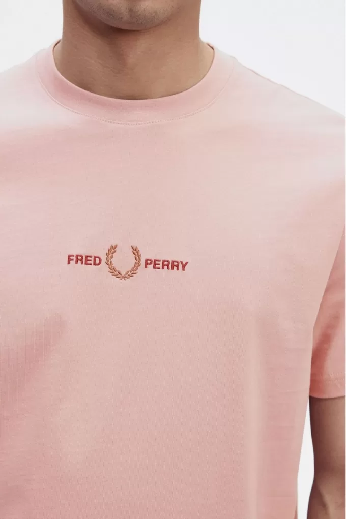 besticktes Herren-T-Shirt Dusty Rose Pink