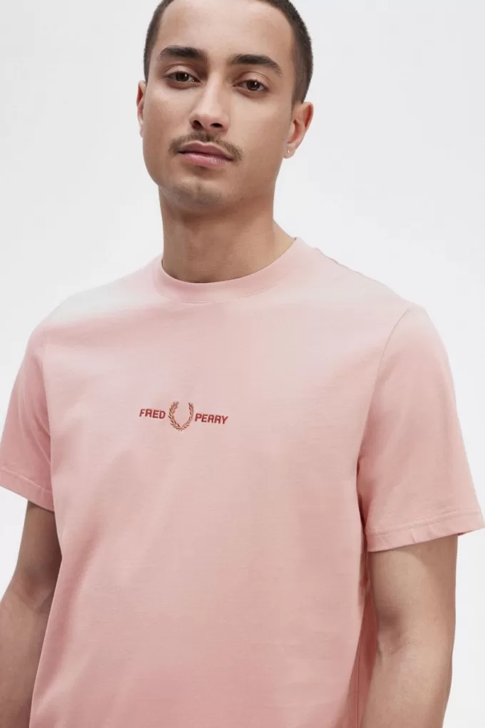 besticktes Herren-T-Shirt Dusty Rose Pink