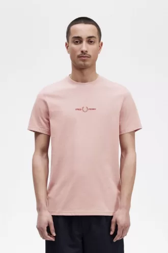 besticktes Herren-T-Shirt Dusty Rose Pink