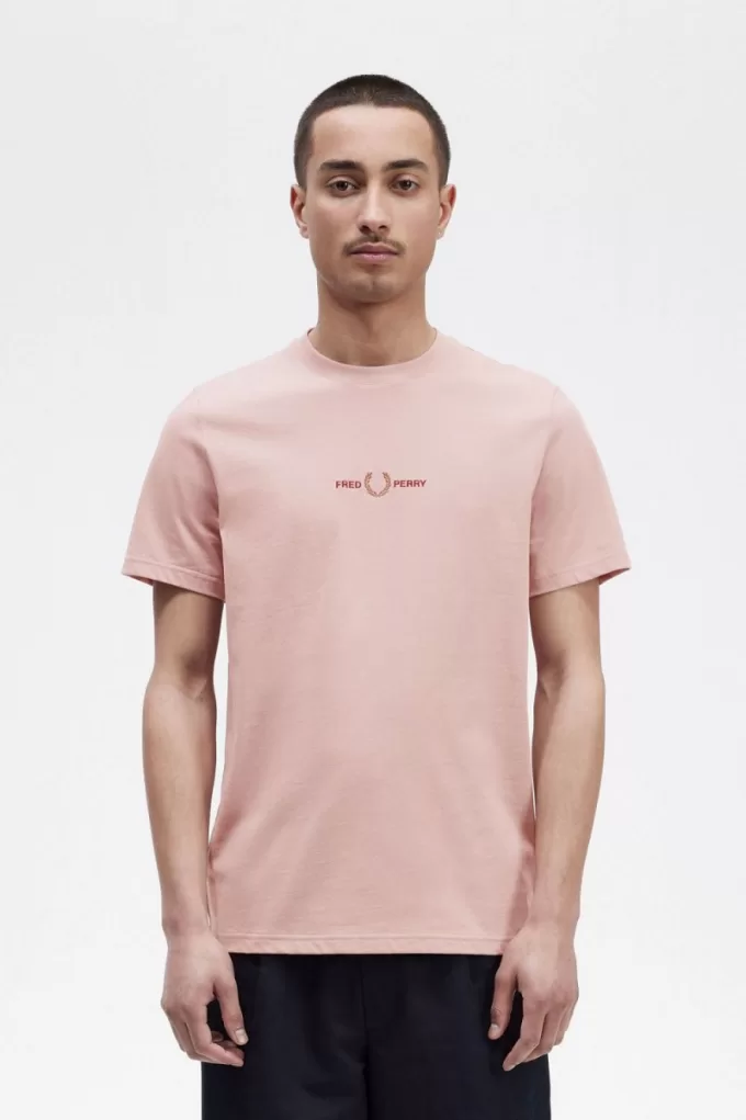 besticktes Herren-T-Shirt Dusty Rose Pink