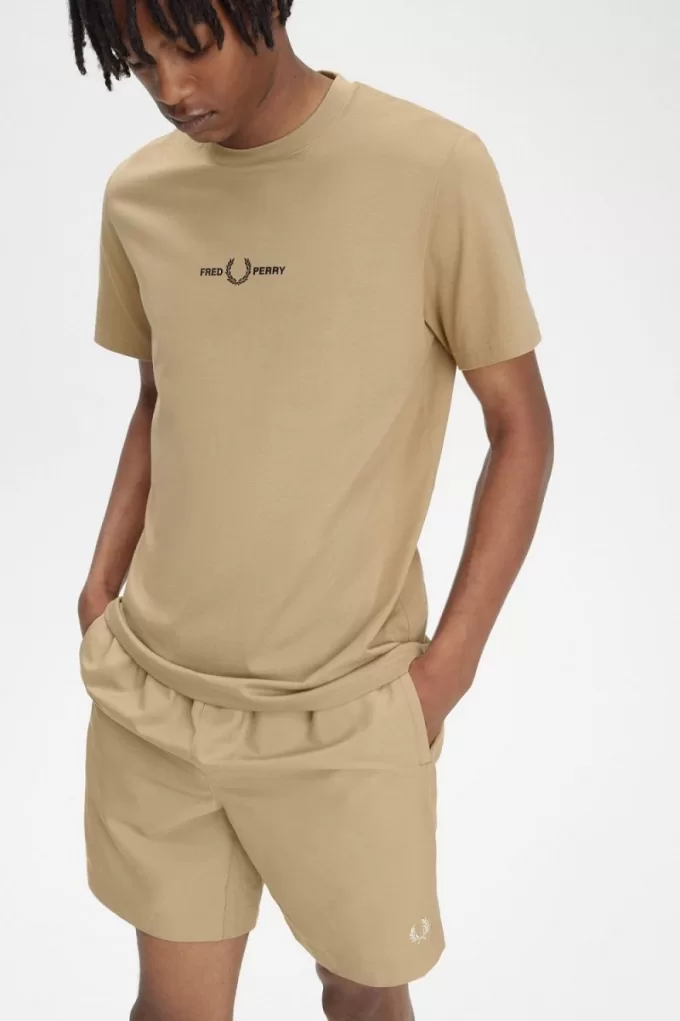 besticktes Herren-T-Shirt Grün