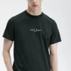 besticktes Herren-T-Shirt Nachtgrün