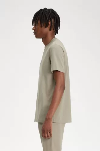 besticktes Herren-T-Shirt in warmem Grau