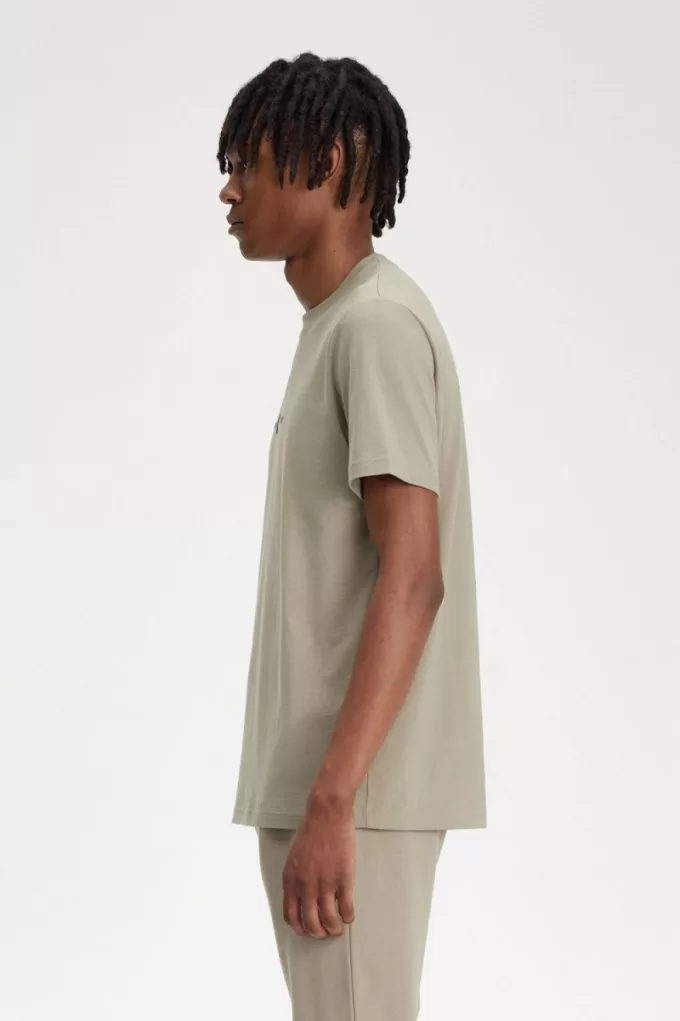 besticktes Herren-T-Shirt in warmem Grau