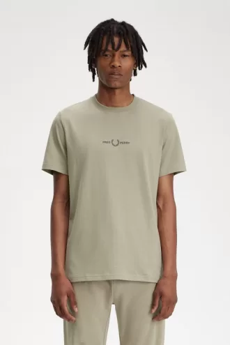 besticktes Herren-T-Shirt in warmem Grau