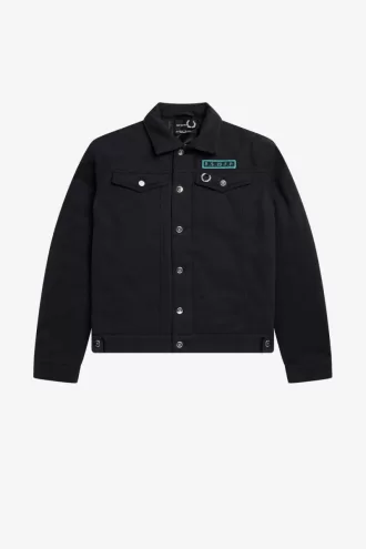 gepolsterte Denim-Herrenjacken Schwarz