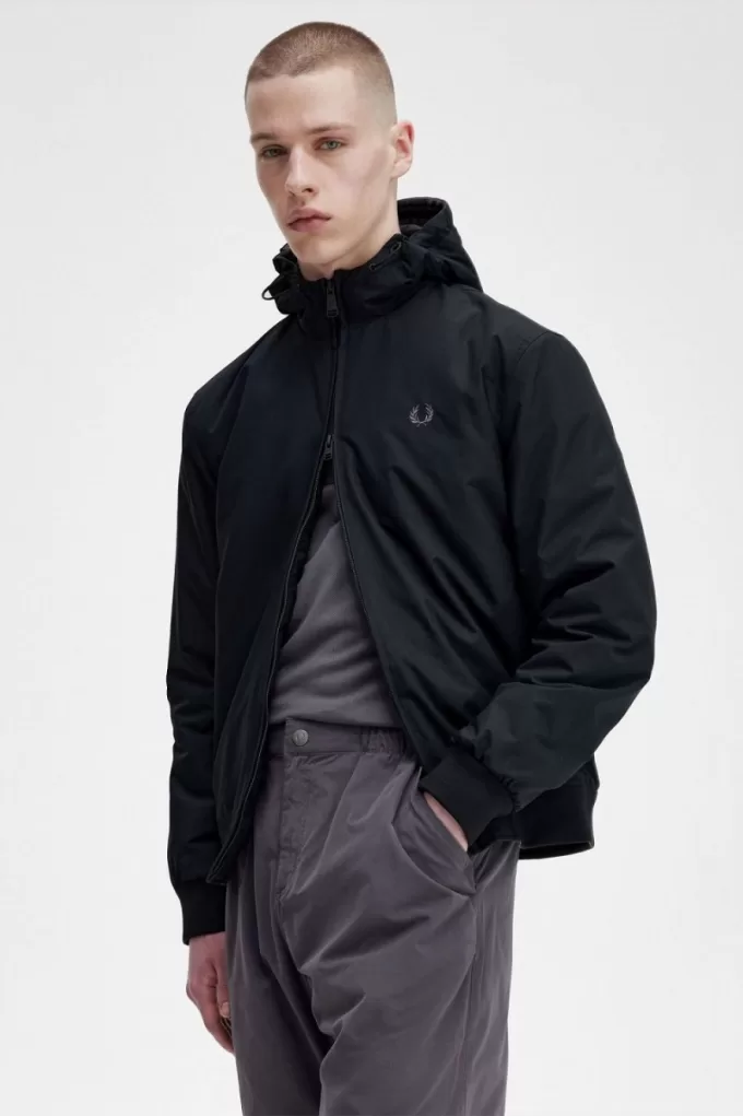 gepolsterte Kapuzen-Brentham-Herrenjacken in Black Gunmetal