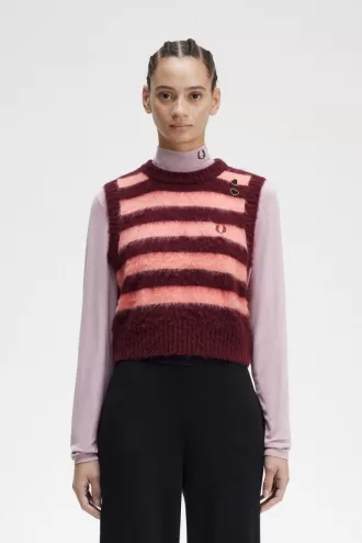 gestreifte gestrickte Damen-Tanktops Oxblood