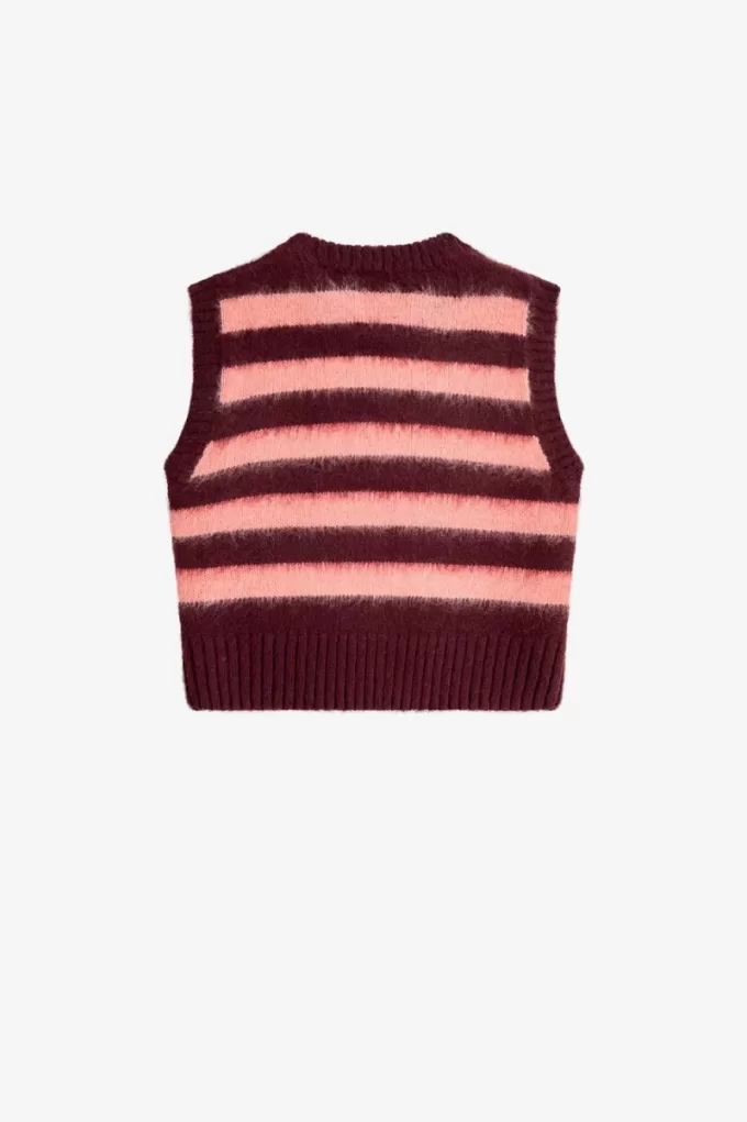 gestreifte gestrickte Damen-Tanktops Oxblood