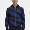 gestreiftes Herren-Sweatshirt mit durchgehender Kapuze und Kapuze in Schwarz