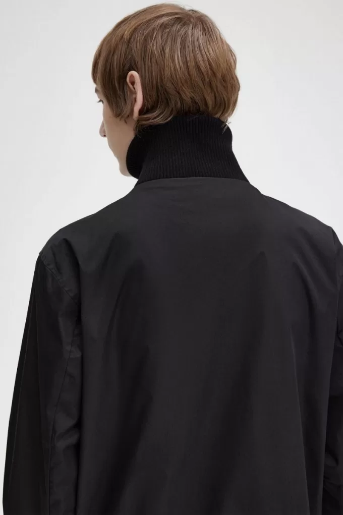 gestrickte Ripp-Tennis-Bomberjacke für Herren, Schwarz