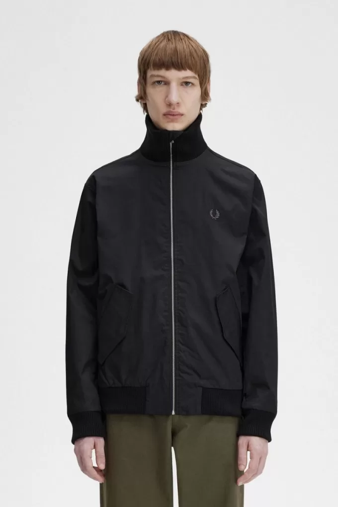 gestrickte Ripp-Tennis-Bomberjacke für Herren, Schwarz