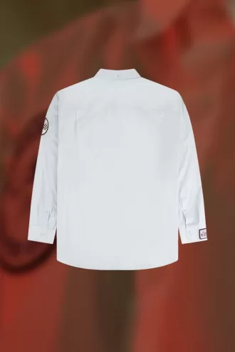 – Übergroßes Patch-Detail-Herrenhemd in Wolkenblau