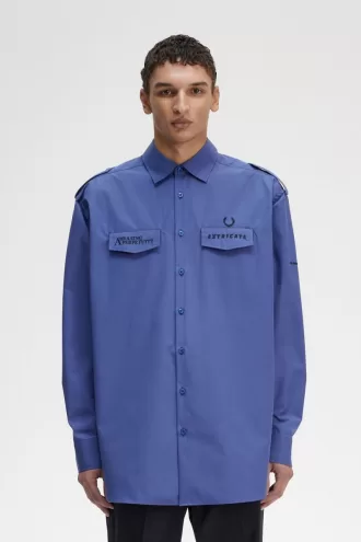 – Übergroßes Utility-Herrenhemd in Königsblau