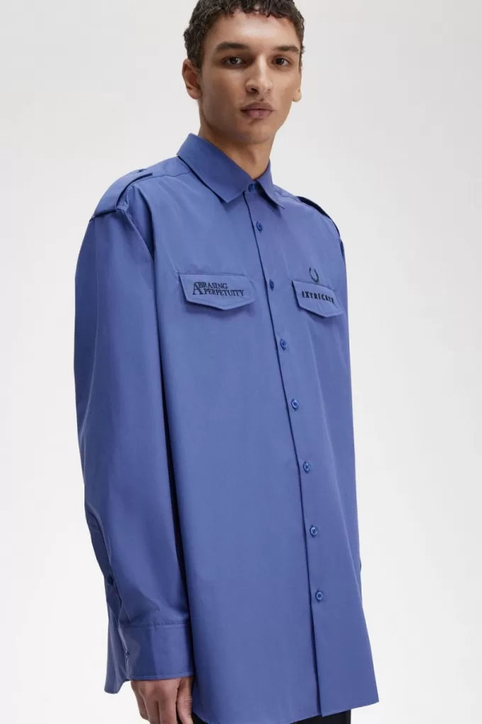 – Übergroßes Utility-Herrenhemd in Königsblau